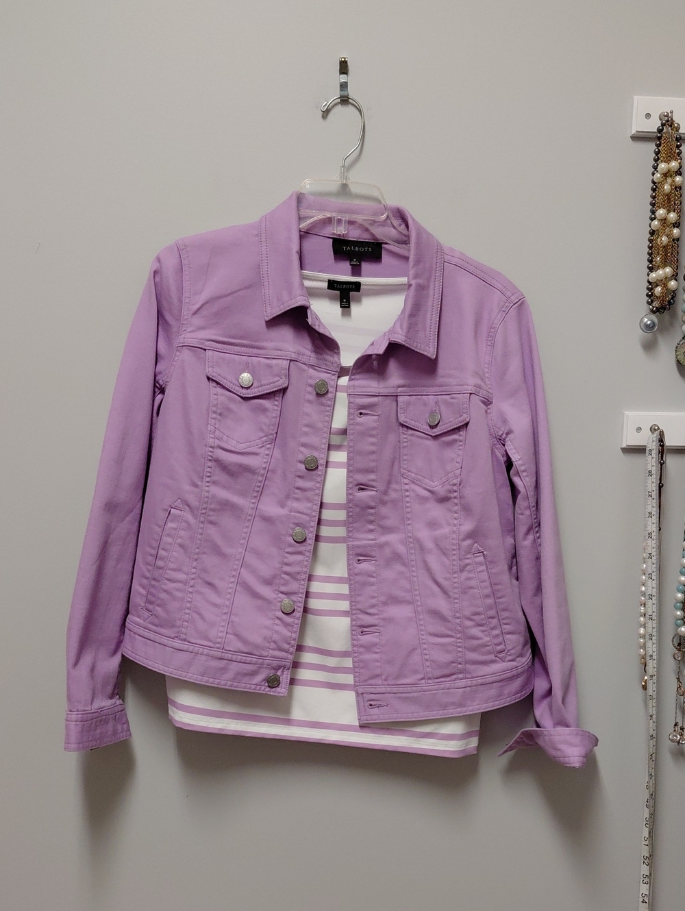 Talbots Lilac Cotton-Blend Jean Jacket And Matching Top, Size Medium